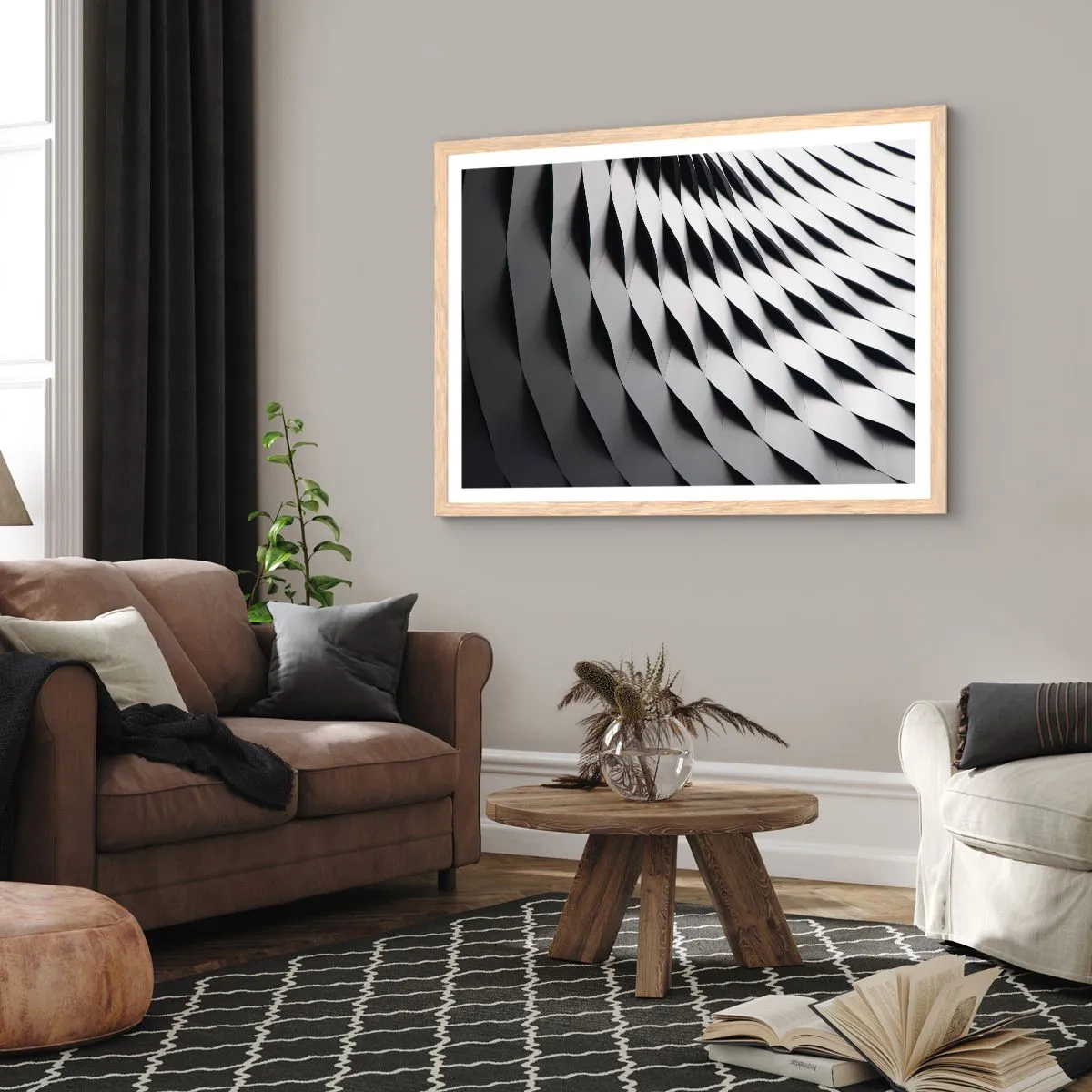 Póster en marco roble claro - En la superficie de las ondas - 40x30 cm