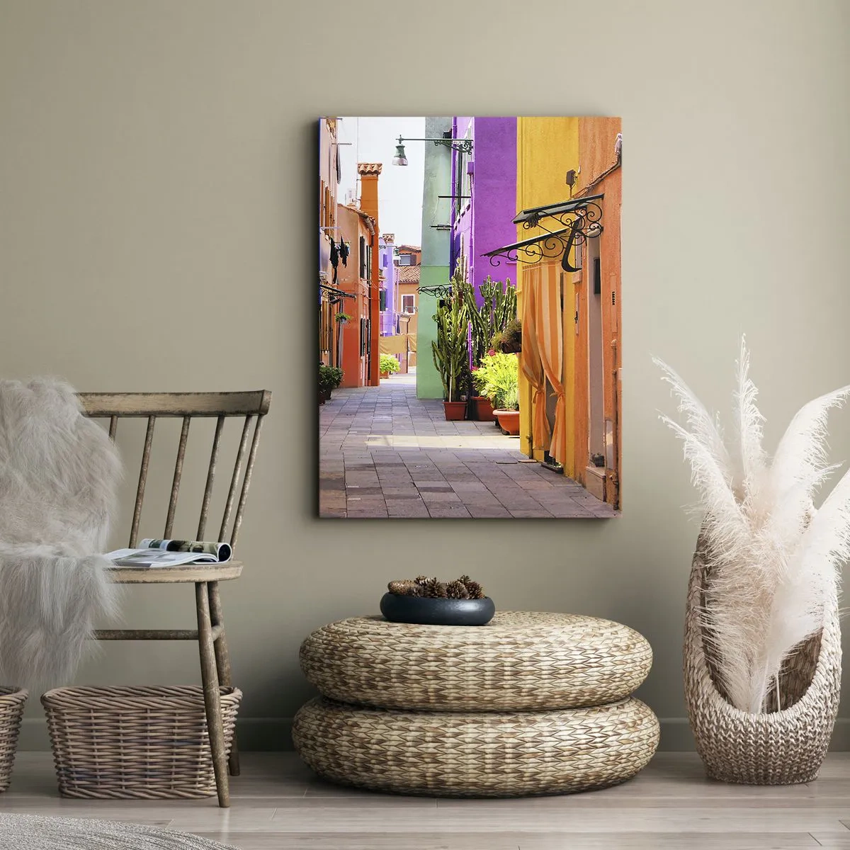 Cuadro sobre lienzo - Impresión de Imagen - El callejón arco iris - 45x80 cm