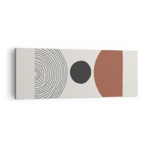 Cuadro sobre lienzo - Impresión de Imagen - Figuras geométricas abstractas en colores cálidos. - 140x50cm - En el centro de la atención - Decoración de pared moderna para salón y dormitorio ARTTOR