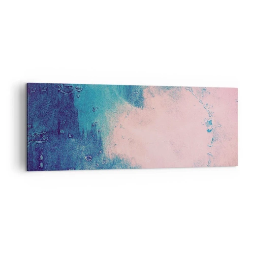 Cuadro sobre lienzo - Impresión de Imagen - Textura abstracta en tonos rosa y azul. - 140x50cm - Abrazo azul - Decoración de pared moderna para salón y dormitorio ARTTOR