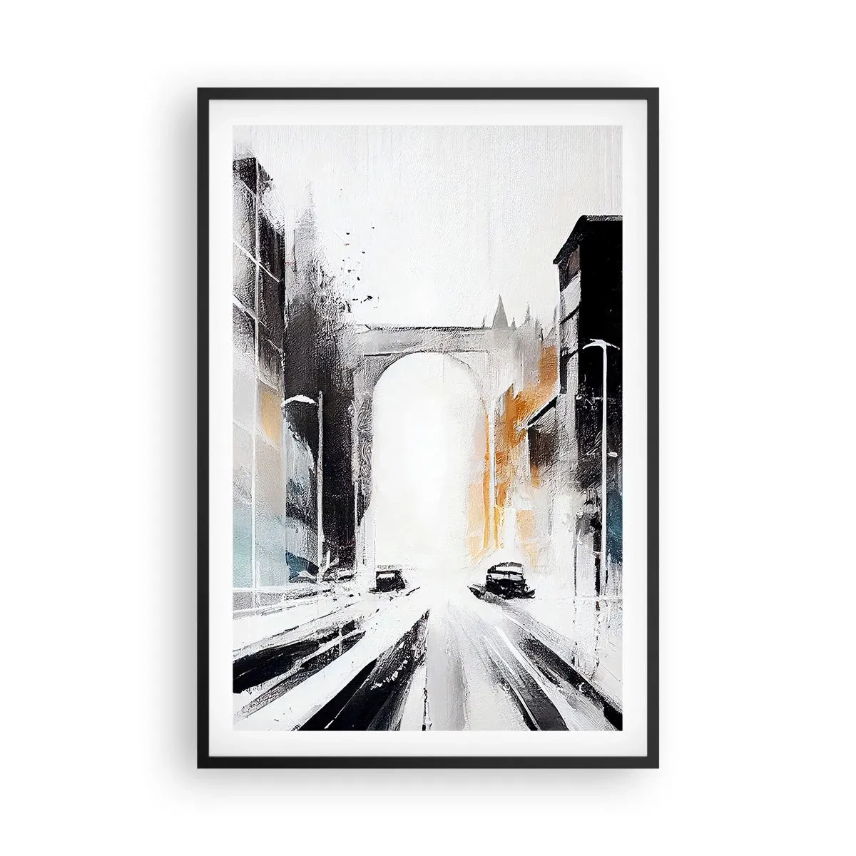 Póster en marco negro - Estudio de la ciudad: arquitectura y movimiento - 61x91 cm