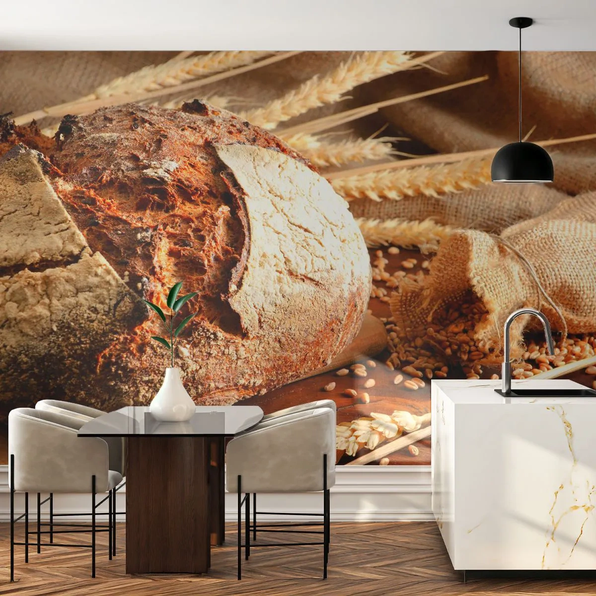 Fotomural Autadhesivo Deluxe Sticker - Apetitoso, fragante, crujiente - Pan, Grano de trigo, Gastronomía - 500x350 cm