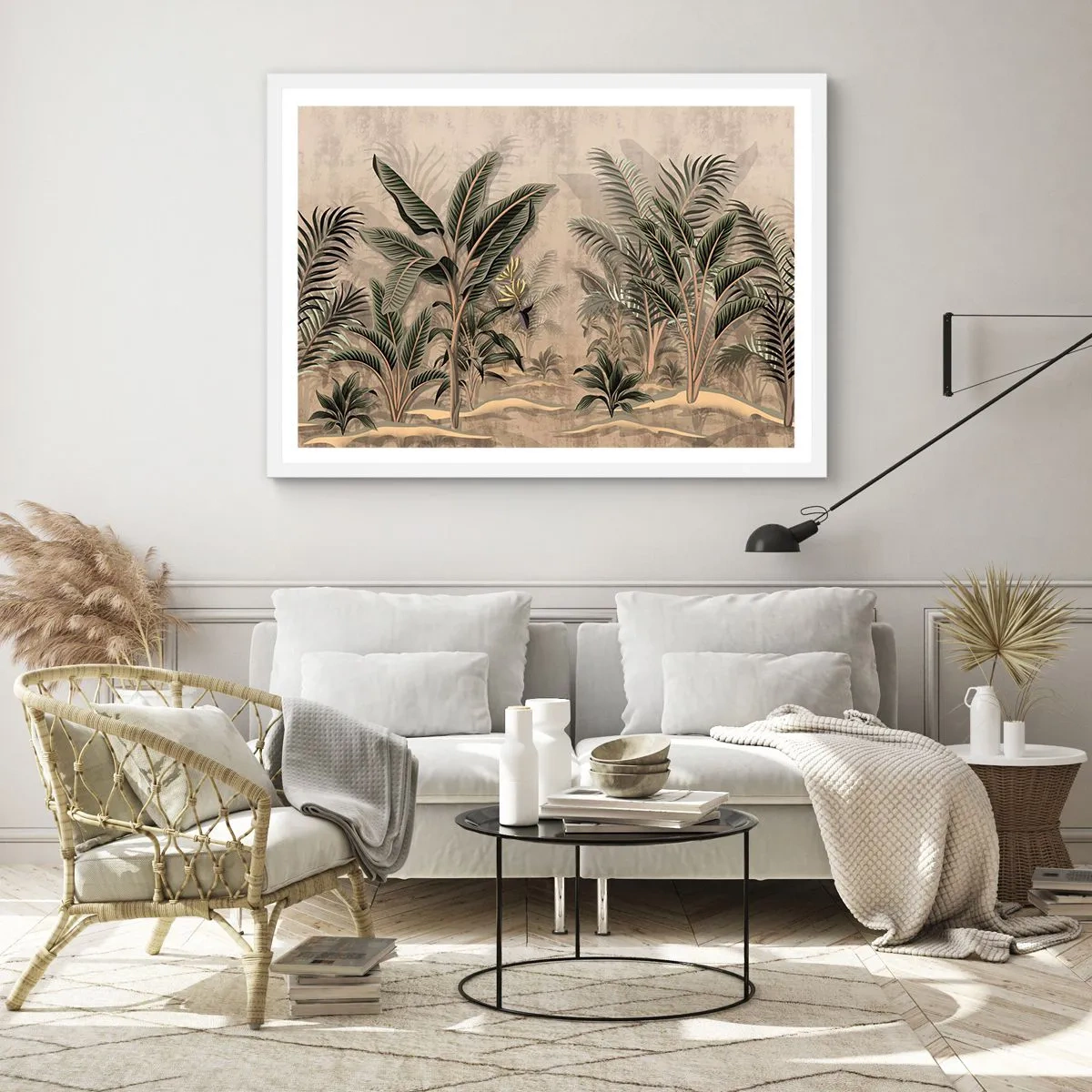 Póster en marco blanco - Grabados de estilo colonial - 100x70 cm