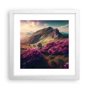 Póster en marco blanco - Verano en las montañas - 30x30 cm