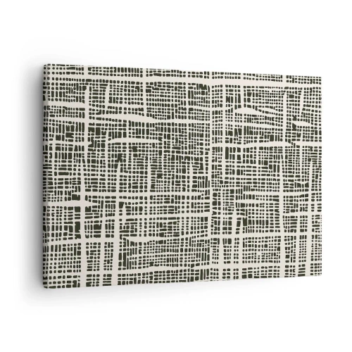 Cuadro sobre lienzo - Impresión de Imagen - Un patrón geométrico que se asemeja a una cuadrícula sobre un fondo claro. - 70x50cm - Composición del tejido - Decoración de pared moderna para salón y dormitorio ARTTOR