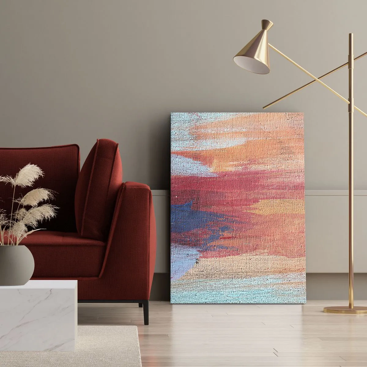 Cuadro sobre lienzo - Impresión de Imagen - Pinceladas abstractas coloridas - 80x120cm - Trazos de arco iris - Decoración de pared moderna para salón y dormitorio ARTTOR