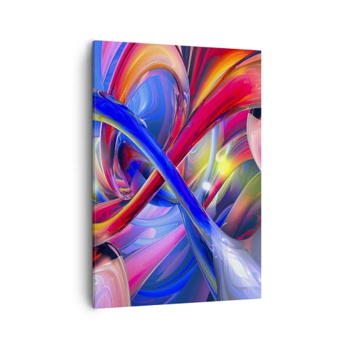 Cuadro sobre lienzo - Impresión de Imagen - Composiciones geométricas abstractas y coloridas en formas dinámicas. - 50x70cm - Una danza de colores - Decoración de pared moderna para salón y dormitorio ARTTOR