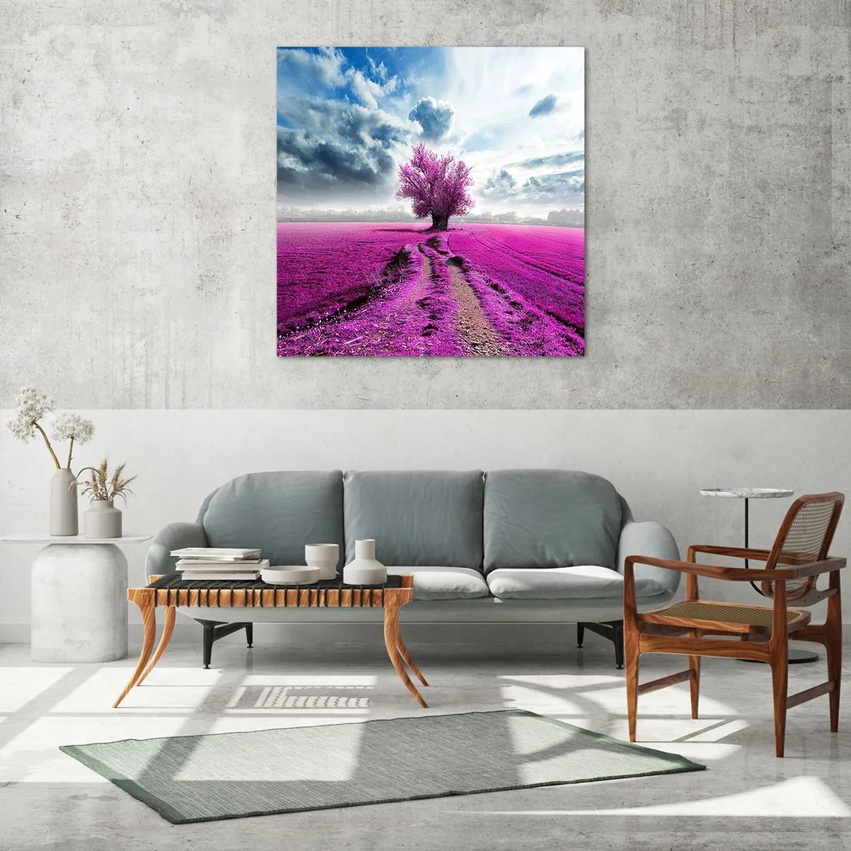 Cuadro sobre vidrio - Impresiones sobre Vidrio - El brezal - un encanto - 70x70 cm