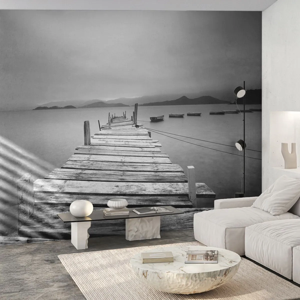 Fotomural Premium Sand - Más allá de las montañas, más allá de los mares - Paisaje, Puente de madera, Lodz - 100x70 cm