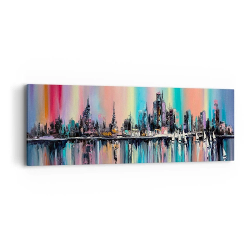 Cuadro sobre lienzo - Impresión de Imagen - Flota con la luz de la noche - 90x30 cm