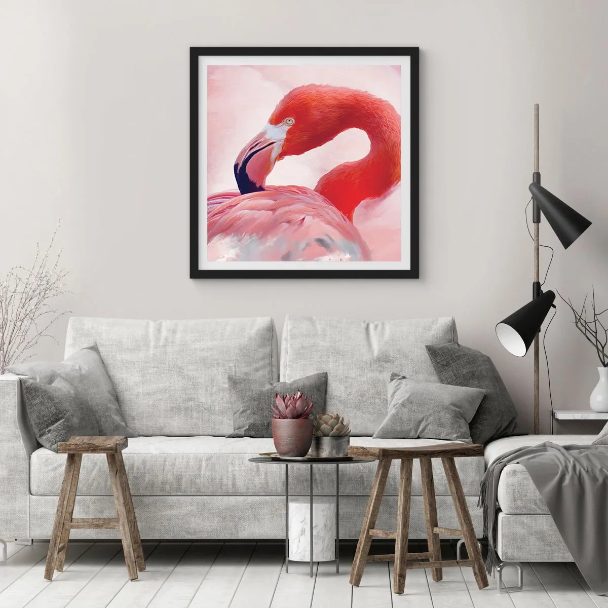 Póster en marco negro - La belleza de las aves - 30x30 cm