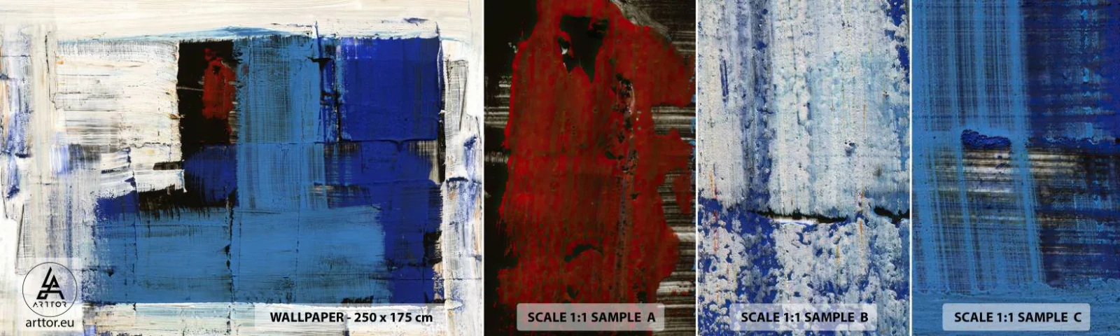 Muestra De Fotomural Standard Eco - El secreto del azul - Abstracción, Pedazo, Modernidad - 100x30 cm