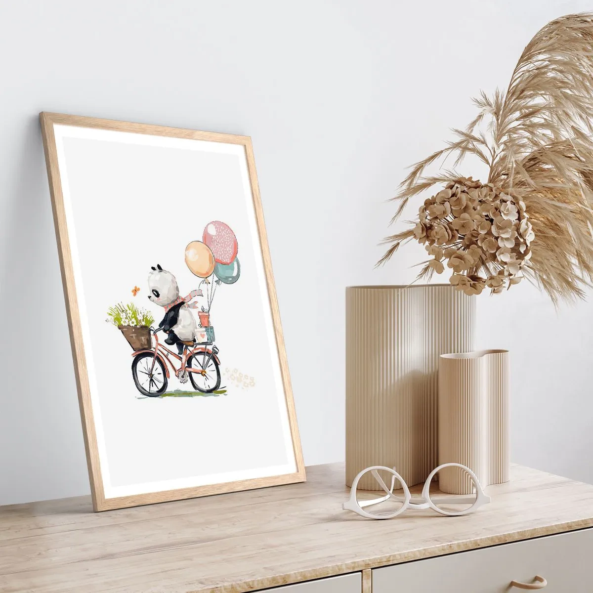 Póster en marco roble claro - Un día feliz - 50x70 cm