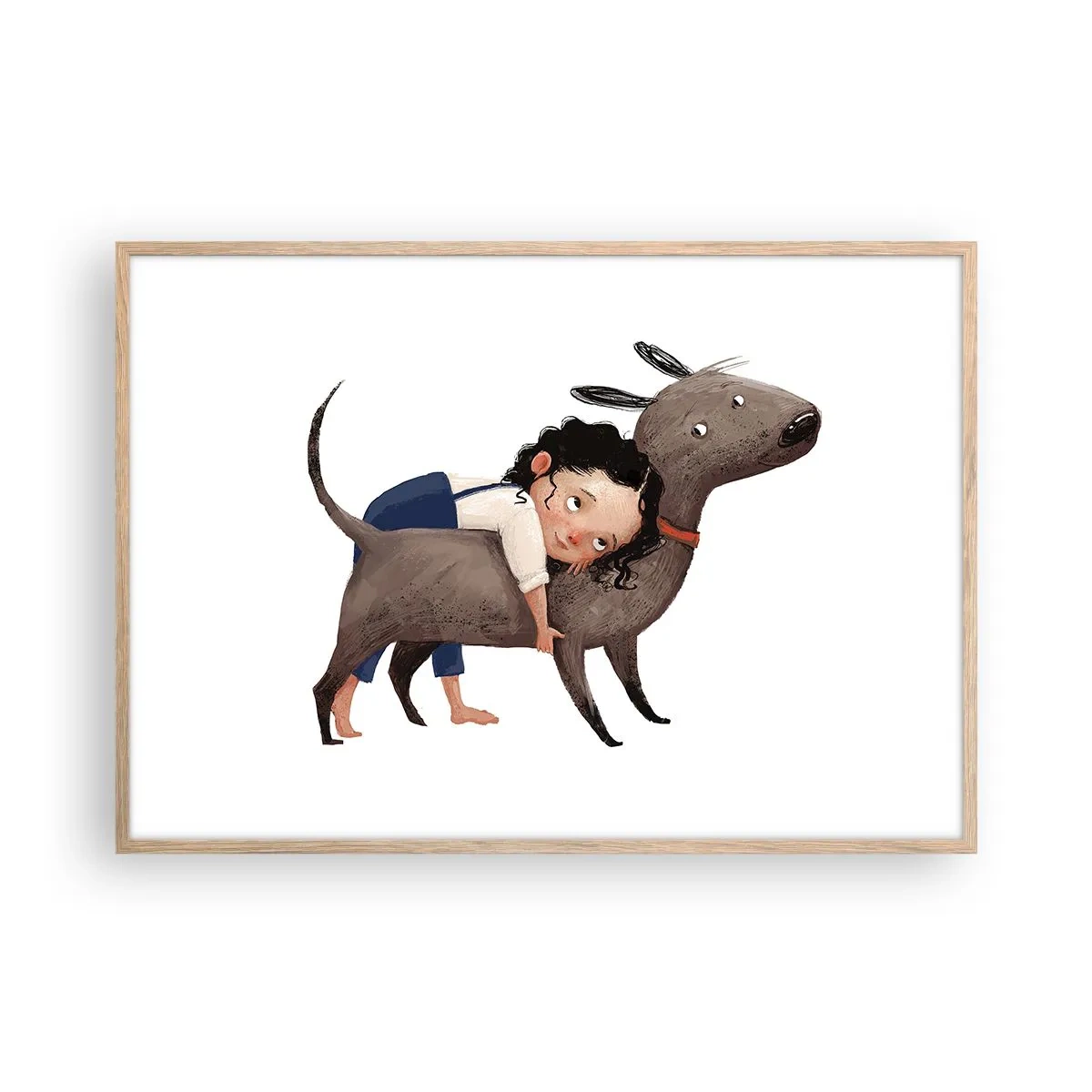 Póster en marco roble claro - Mejores amigos - 100x70 cm
