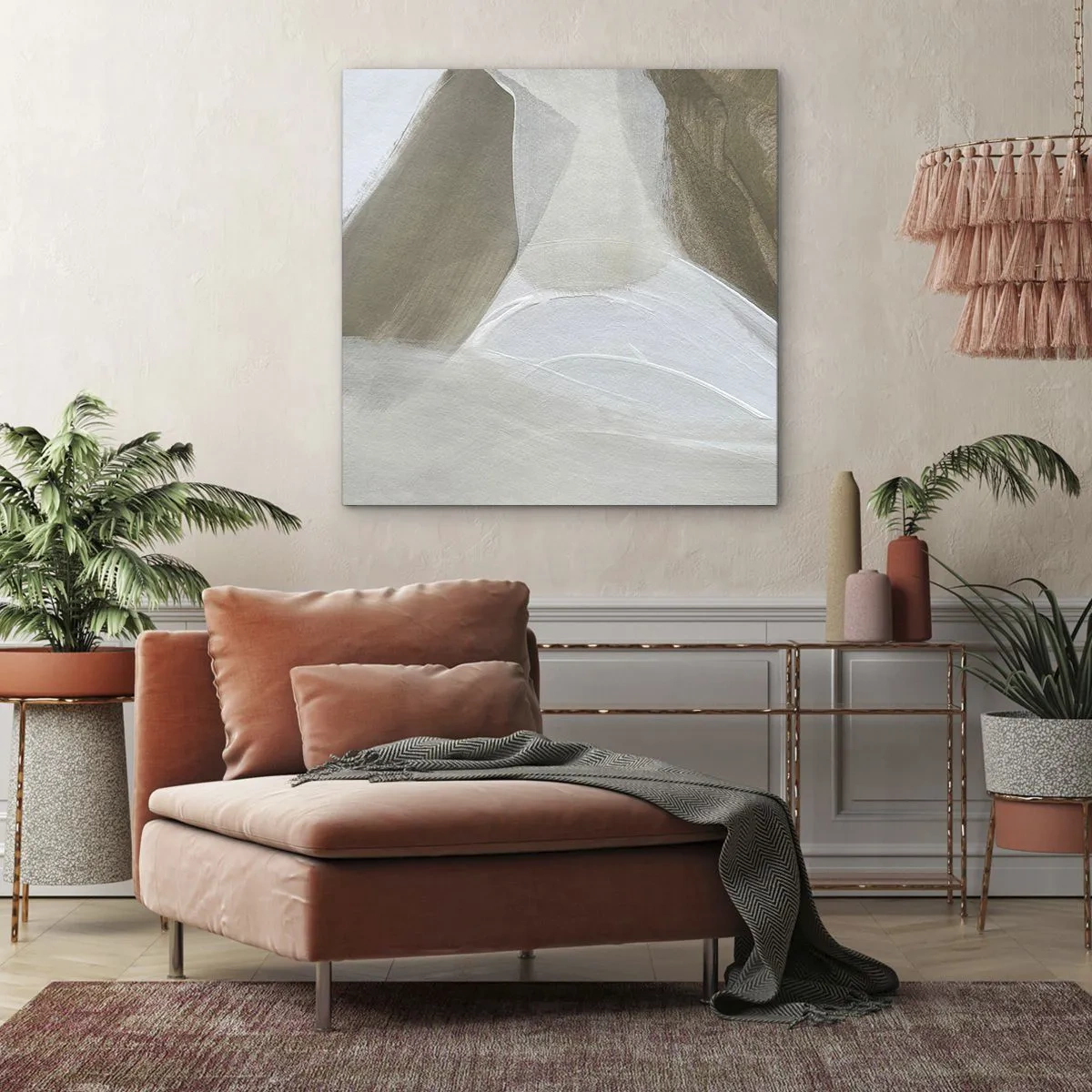 Cuadro sobre lienzo - Impresión de Imagen - Ola de blanco - 40x40 cm