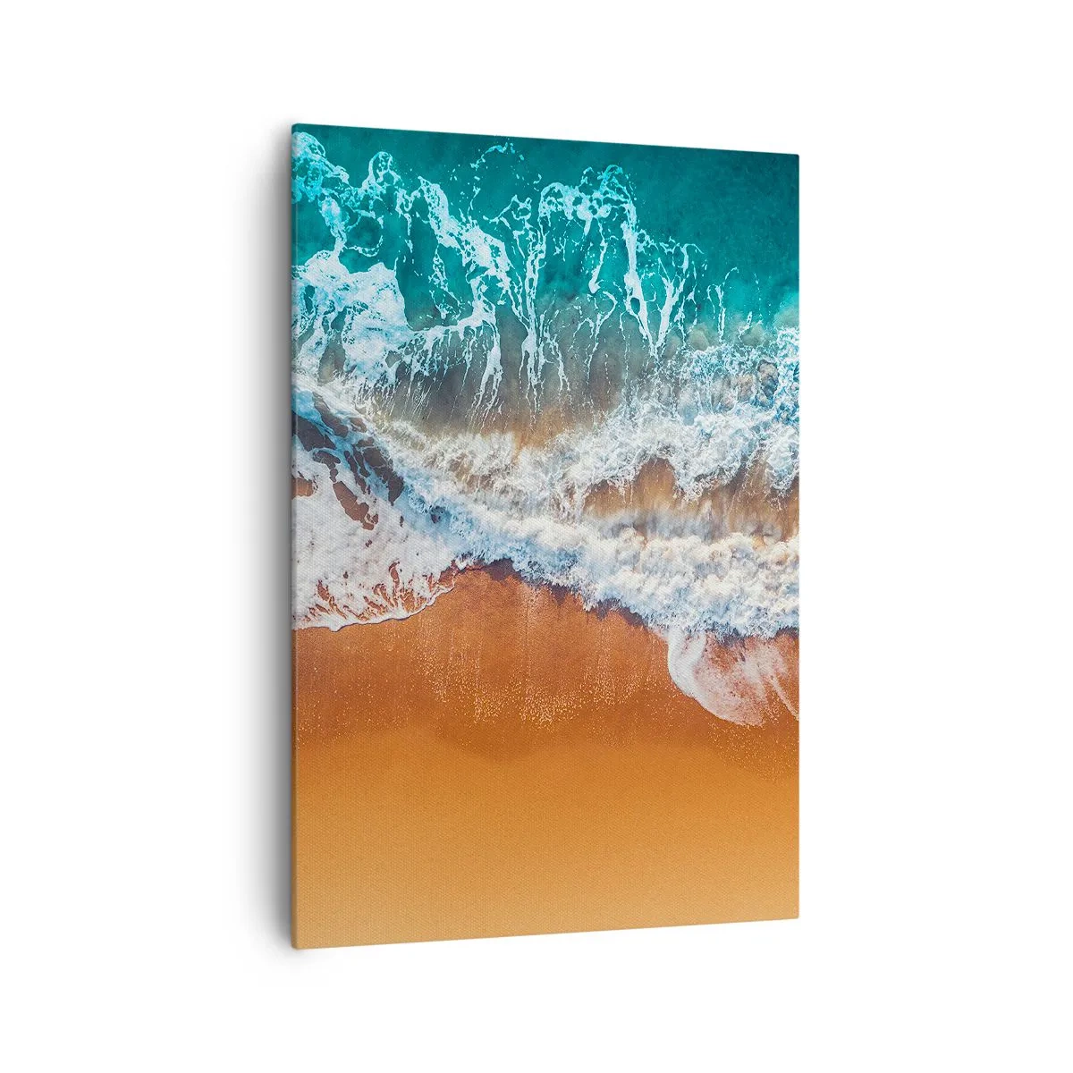 Cuadro sobre lienzo - Impresión de Imagen - Vista aérea de las olas del océano rompiendo en la orilla - 70x100cm - Siempre a la par - Decoración de pared moderna para salón y dormitorio ARTTOR