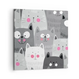 Cuadro sobre lienzo - Impresión de Imagen - El mundo de los gatos - 60x60 cm