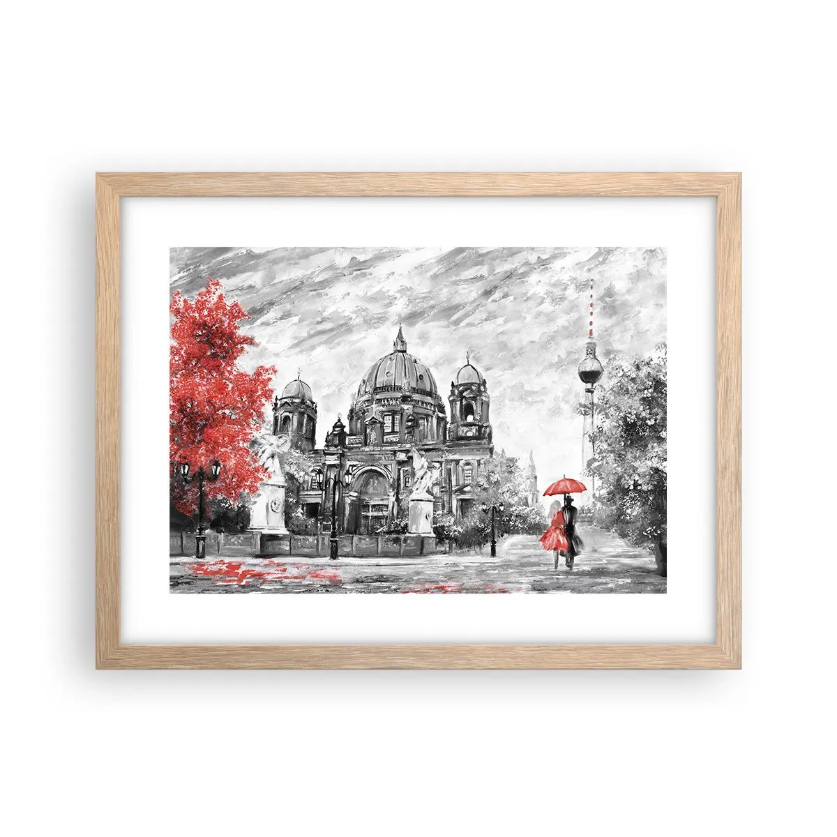 Póster en marco roble claro - Reunión en Berlín - 40x30 cm