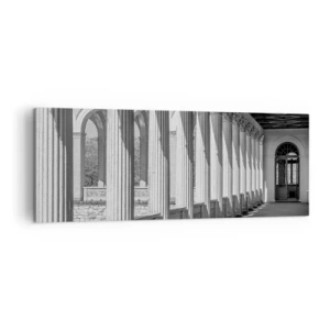 Cuadro sobre lienzo - Impresión de Imagen - Columnata de estilo clásico en blanco y negro - 140x50cm - Galería soleada - Decoración de pared moderna para salón y dormitorio ARTTOR