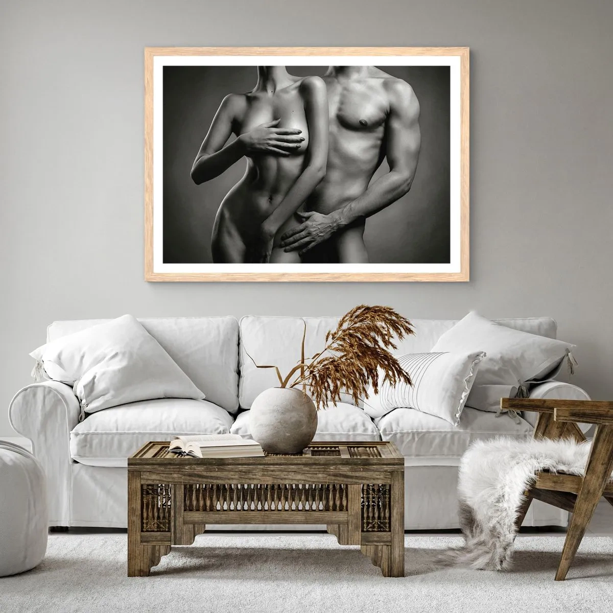 Póster en marco roble claro - Adán y Eva - 70x50 cm