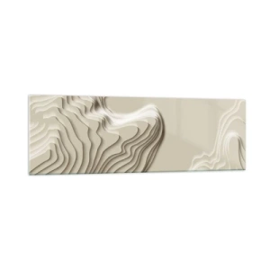 Cuadro sobre vidrio - Impresiones sobre Vidrio - Un patrón abstracto en tonos beige con efecto lineal. - 160x50cm - Topografía del arte - Decoración de pared moderna para salón y dormitorio ARTTOR