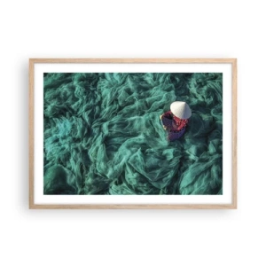 Póster en marco roble claro - En un mar de redes - 70x50 cm