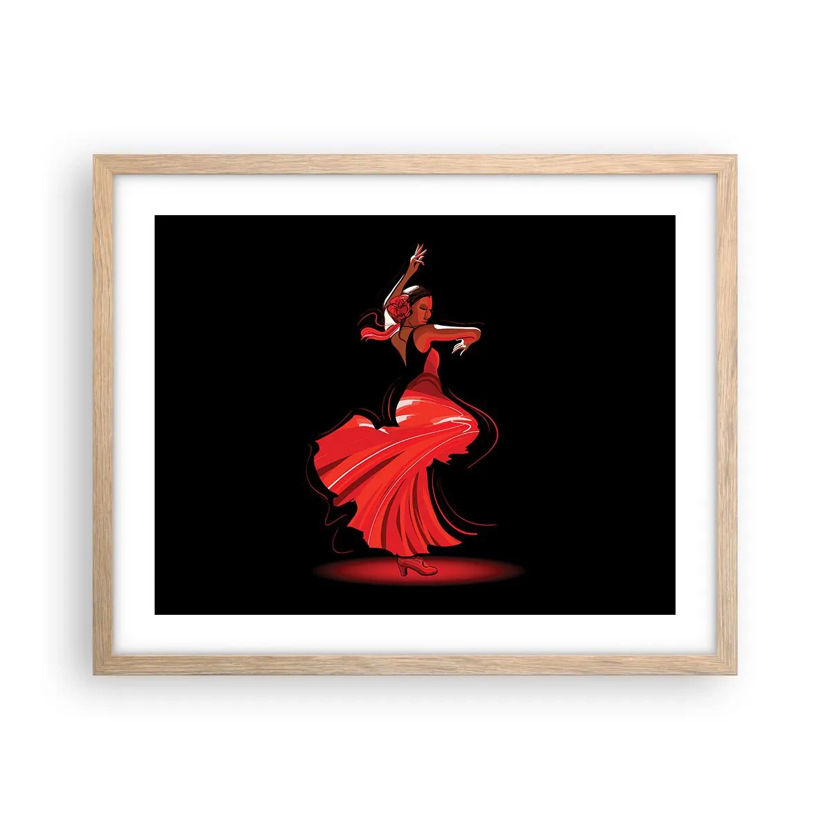 Póster en marco roble claro - El espíritu ardiente del flamenco - 50x40 cm