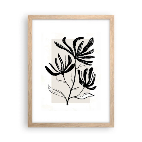 Póster en marco roble claro - Esbozo para un herbario - 30x40 cm