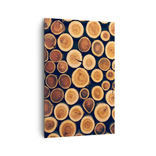 Cuadro sobre lienzo - Impresión de Imagen - Patrón elaborado a partir de secciones transversales de troncos de madera. - 80x120cm - ¿Qué edad tengo? - Decoración de pared moderna para salón y dormitorio ARTTOR