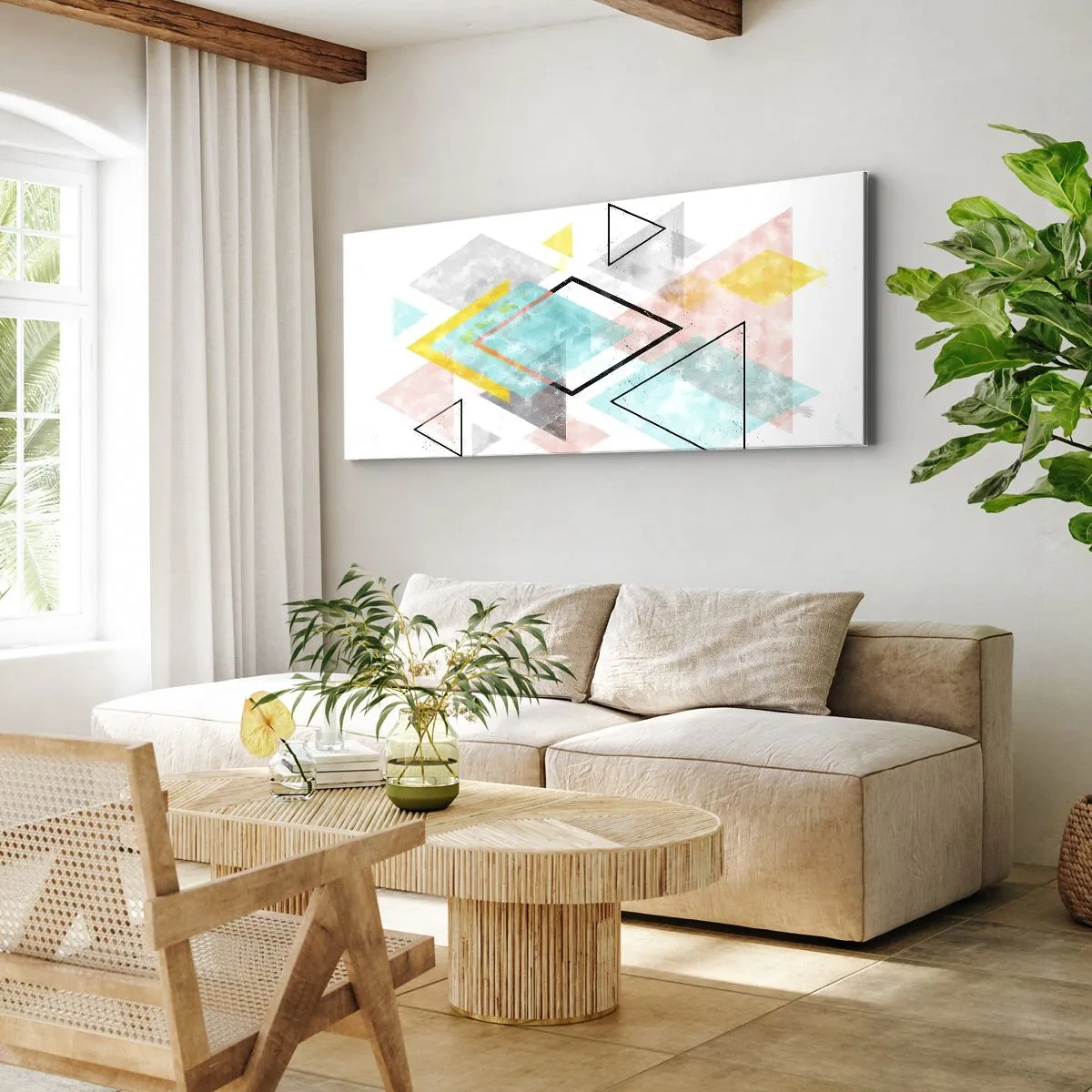 Cuadro sobre lienzo - Impresión de Imagen - Un juego geométrico - 100x40 cm