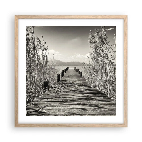 Póster en marco roble claro - En la quietud de los juncos - 50x50 cm