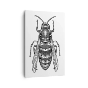Cuadro sobre lienzo - Impresión de Imagen - Un motivo de avispa de dibujos animados sobre un fondo blanco en un estilo minimalista. - 80x120cm - Desde un planeta de insectos - Decoración de pared moderna para salón y dormitorio ARTTOR