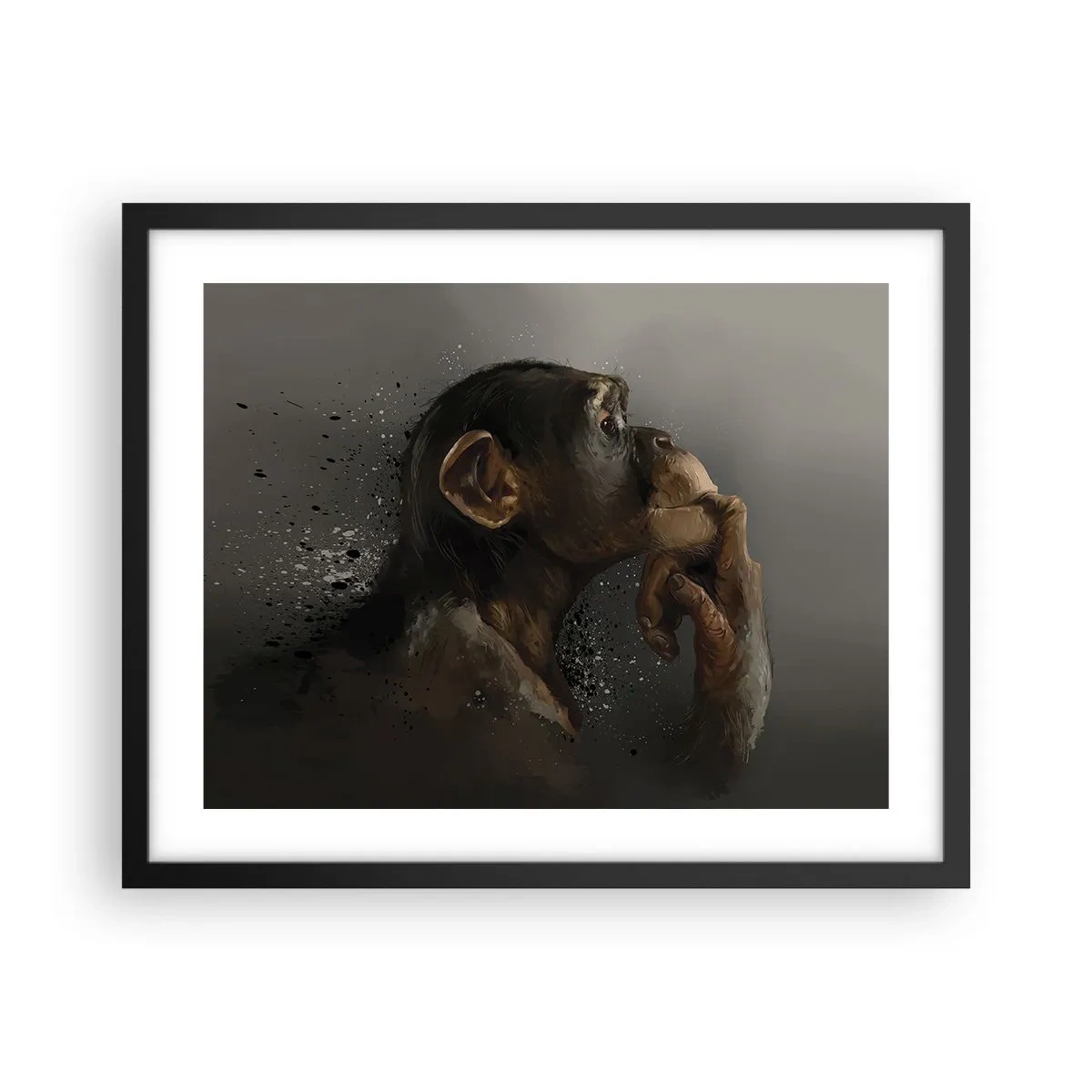 Póster en marco negro - La evolución del pensador - 50x40 cm