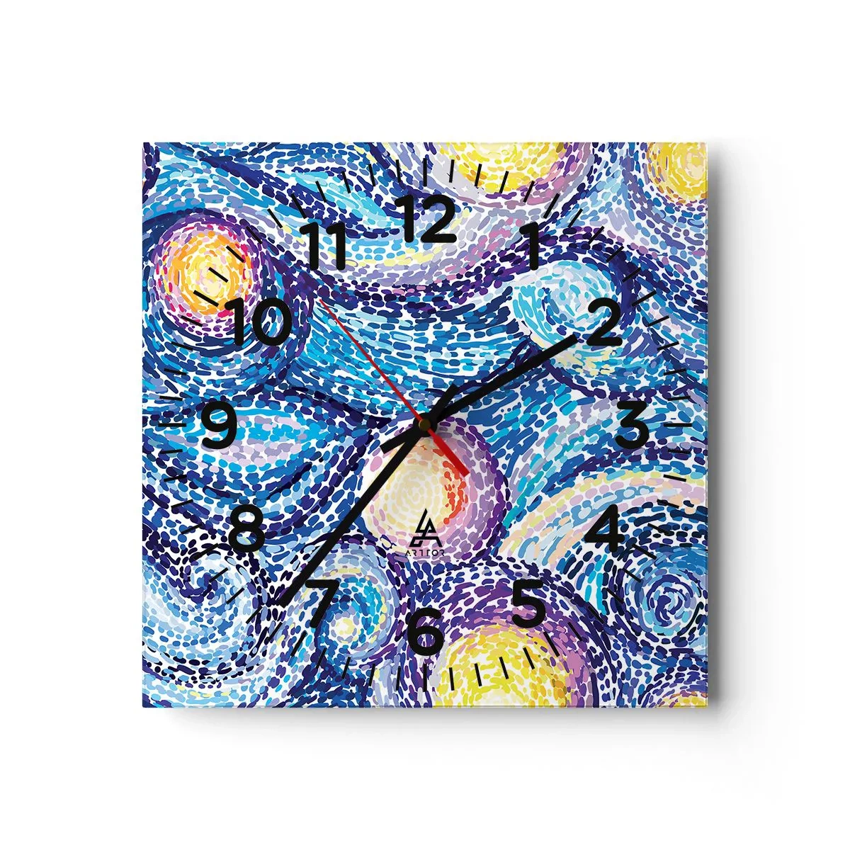 Reloj de pared - Reloj de vidrio - De un cuadro de Van Gogh - 30x30 cm