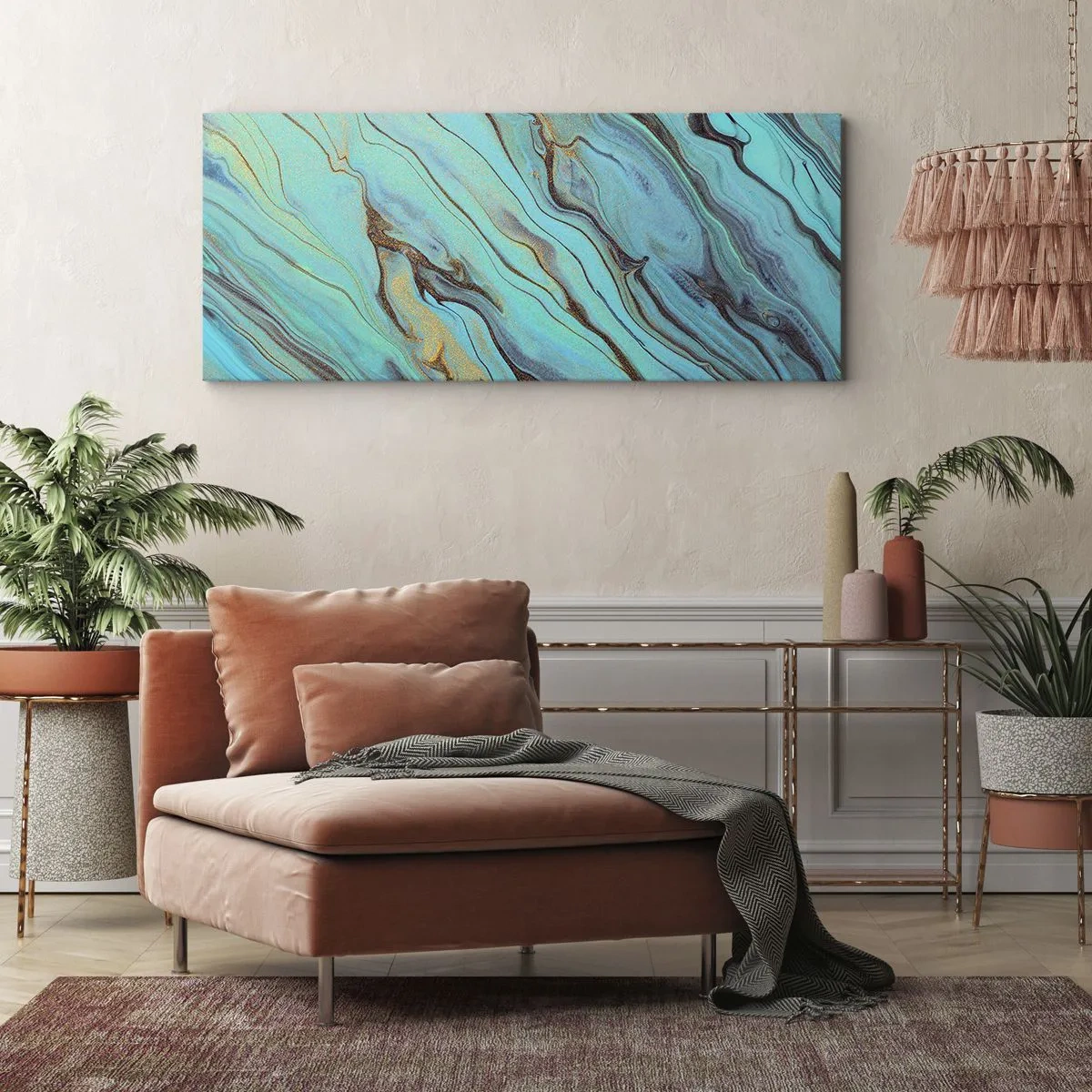Cuadro sobre lienzo - Impresión de Imagen - Marea turquesa - 100x40 cm