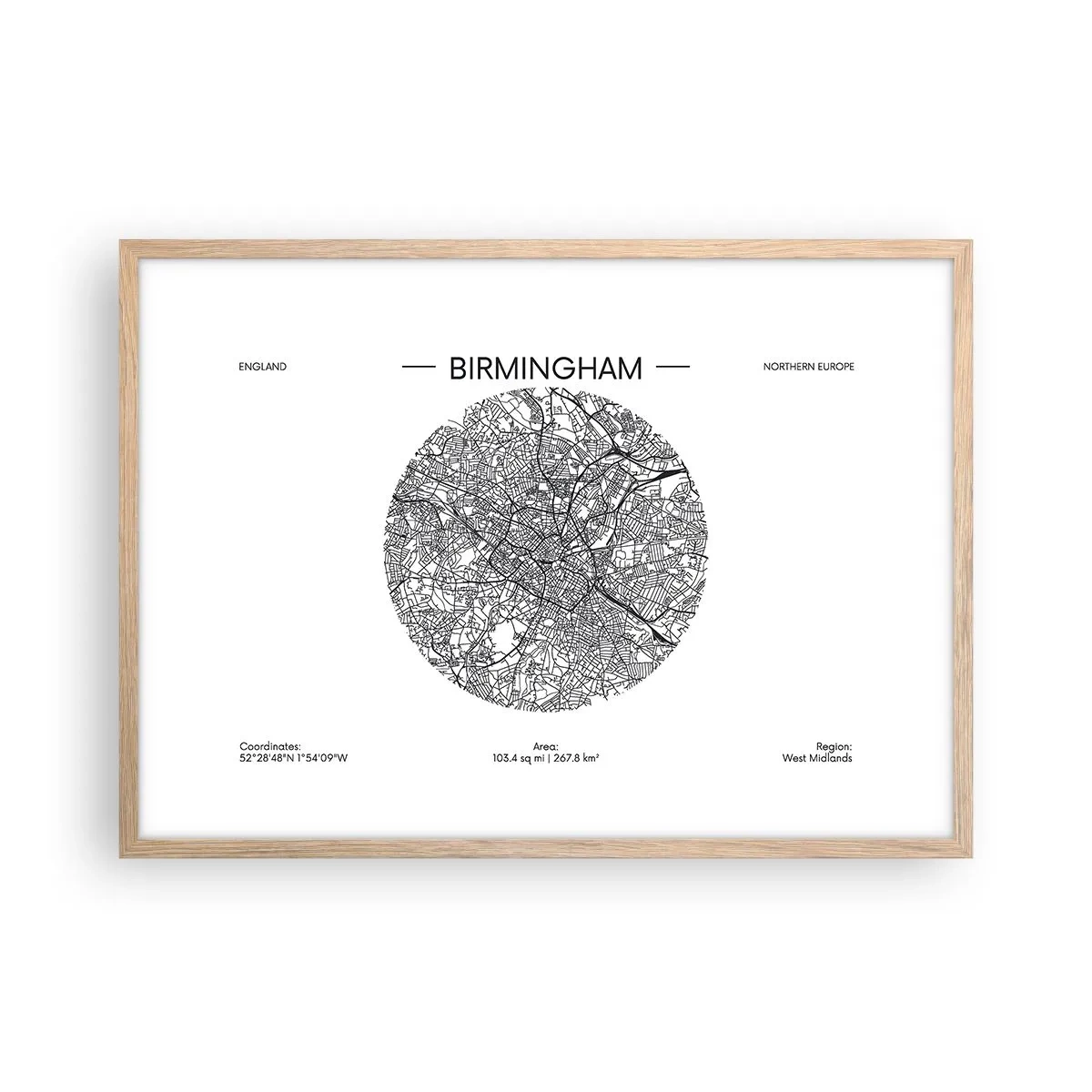 Póster en marco roble claro - Anatomía de Birmingham - 70x50 cm