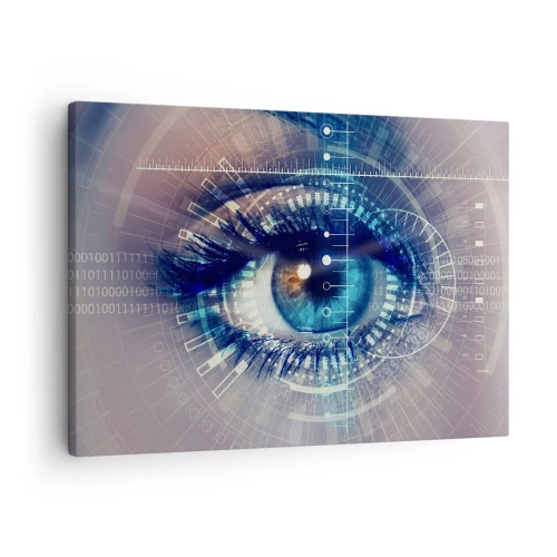 Cuadro sobre lienzo - Impresión de Imagen - Un ojo tecnológico con una interfaz futurista - 70x50cm - Crees que me conoces - Decoración de pared moderna para salón y dormitorio ARTTOR