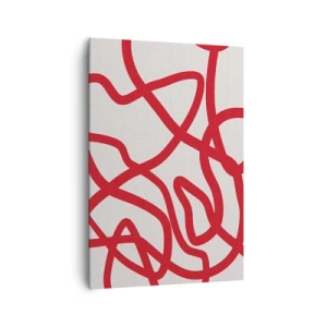Cuadro sobre lienzo - Impresión de Imagen - Líneas abstractas rojas sobre un fondo blanco - 70x100cm - Rojo sobre blanco - Decoración de pared moderna para salón y dormitorio ARTTOR