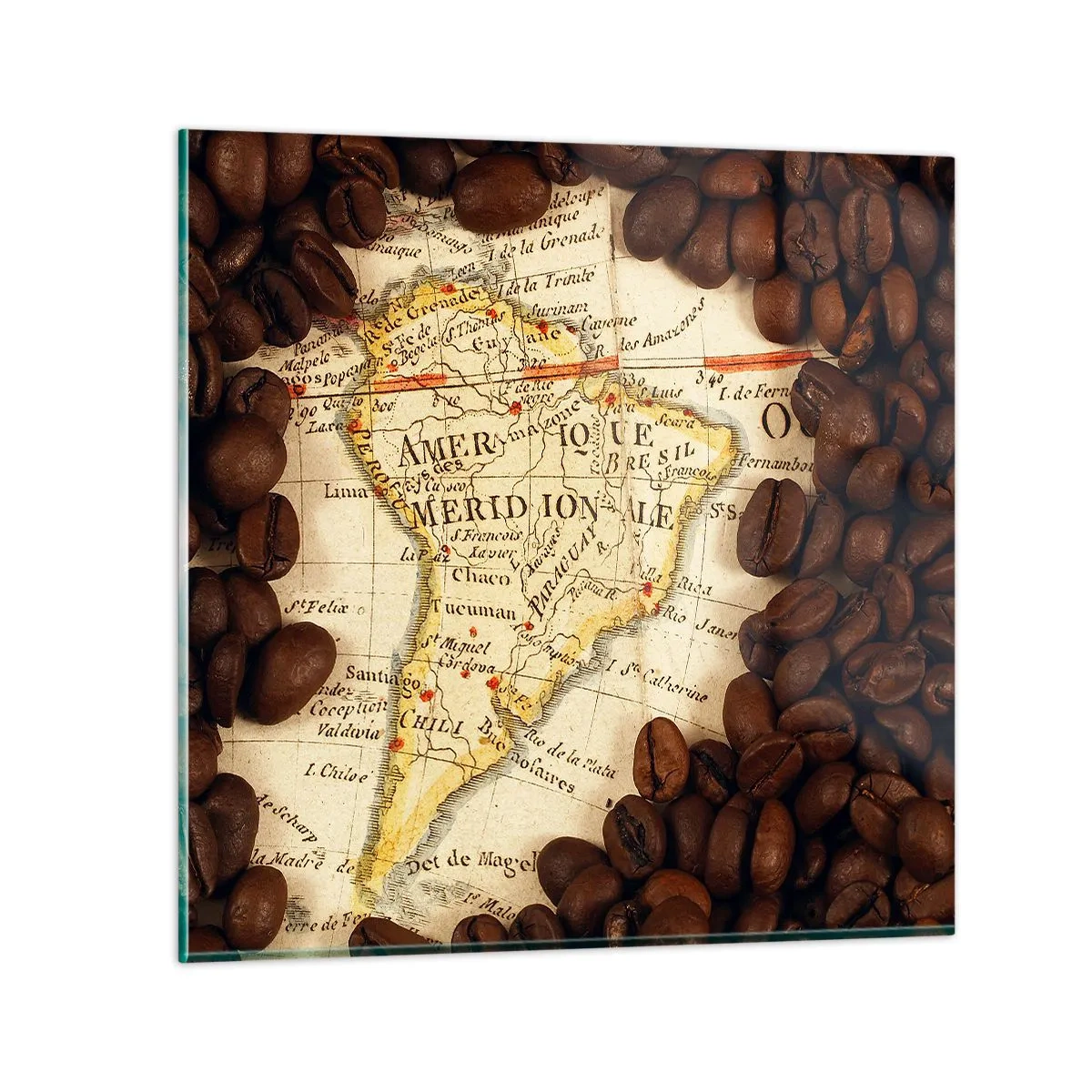 Cuadro sobre vidrio - Impresiones sobre Vidrio - ¿De dónde viene el mejor café? - 60x60 cm