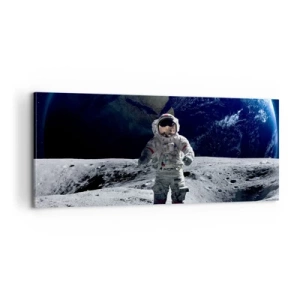 Cuadro sobre lienzo - Impresión de Imagen - Saludos desde la Luna - 100x40 cm