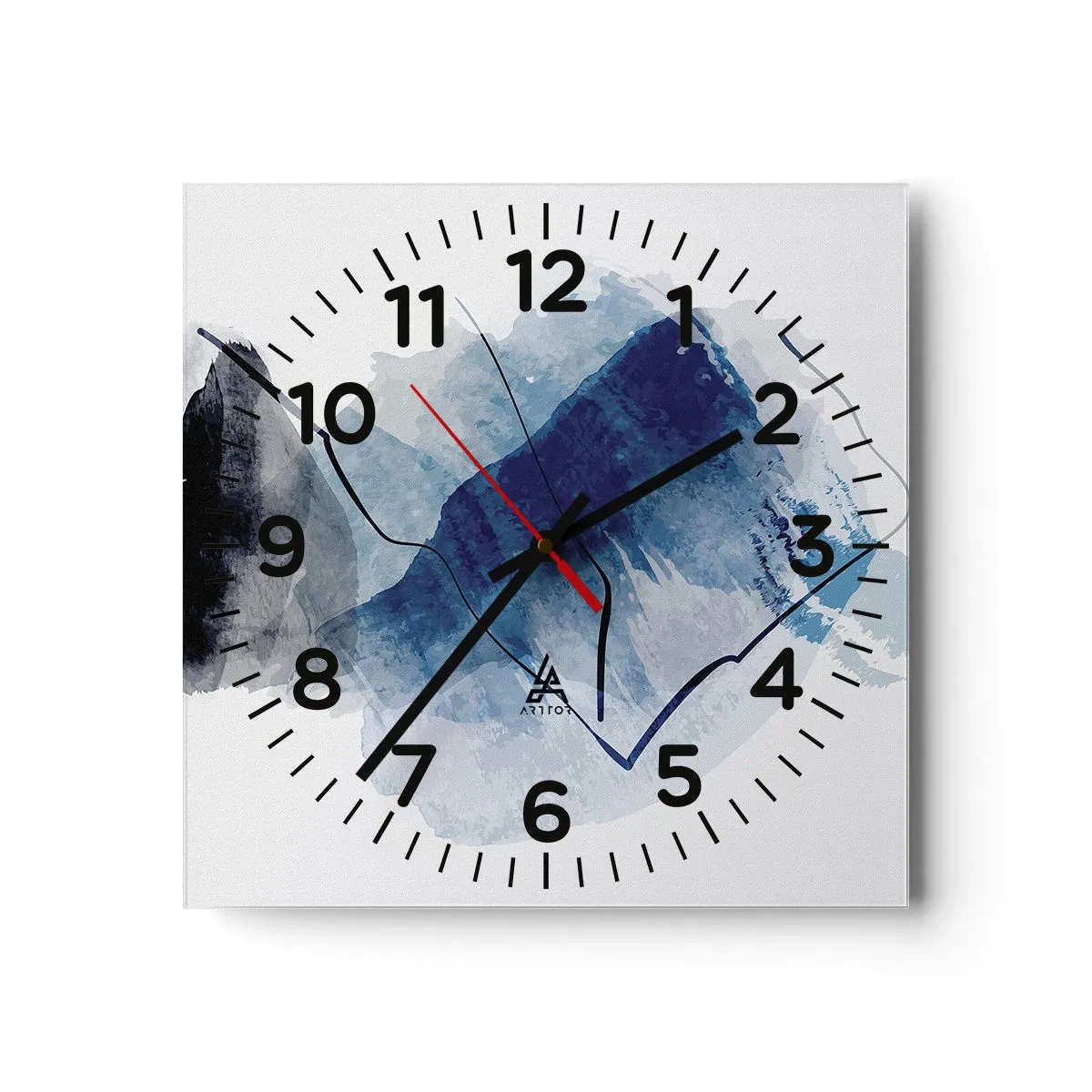 Reloj de pared - Reloj de vidrio - Montaña helada - 30x30 cm
