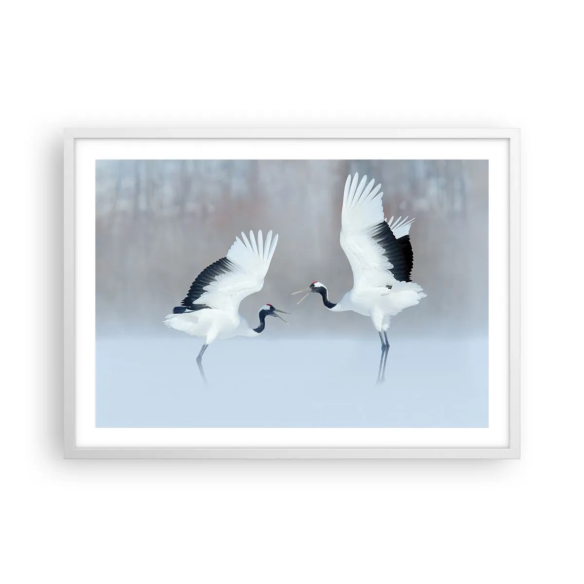 Póster en marco blanco - Danza en la niebla - 70x50 cm