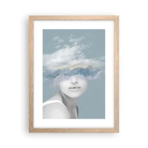 Póster en marco roble claro - Con la cabeza en las nubes - 30x40 cm