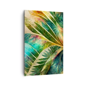 Cuadro sobre lienzo - Impresión de Imagen - Hojas tropicales coloridas sobre un fondo claro - 80x120cm - Los colores del trópico - Decoración de pared moderna para salón y dormitorio ARTTOR