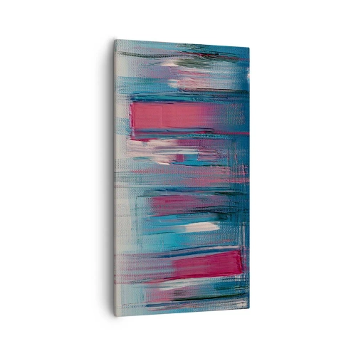 Cuadro sobre lienzo - Impresión de Imagen - Composición vertical en azul y rojo - 55x100 cm