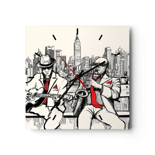 Reloj de pared - Reloj de vidrio - Improvisación en Nueva York - 40x40 cm