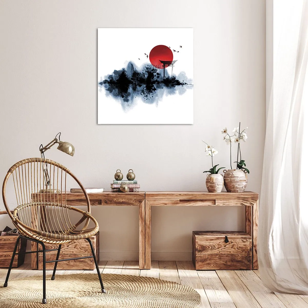 Cuadro sobre lienzo - Impresión de Imagen - Visión japonesa - 70x70 cm