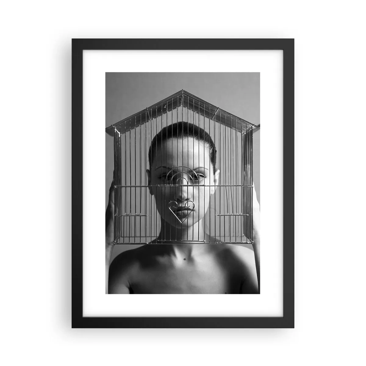 Póster en marco negro - Un retrato algo surrealista - 30x40 cm