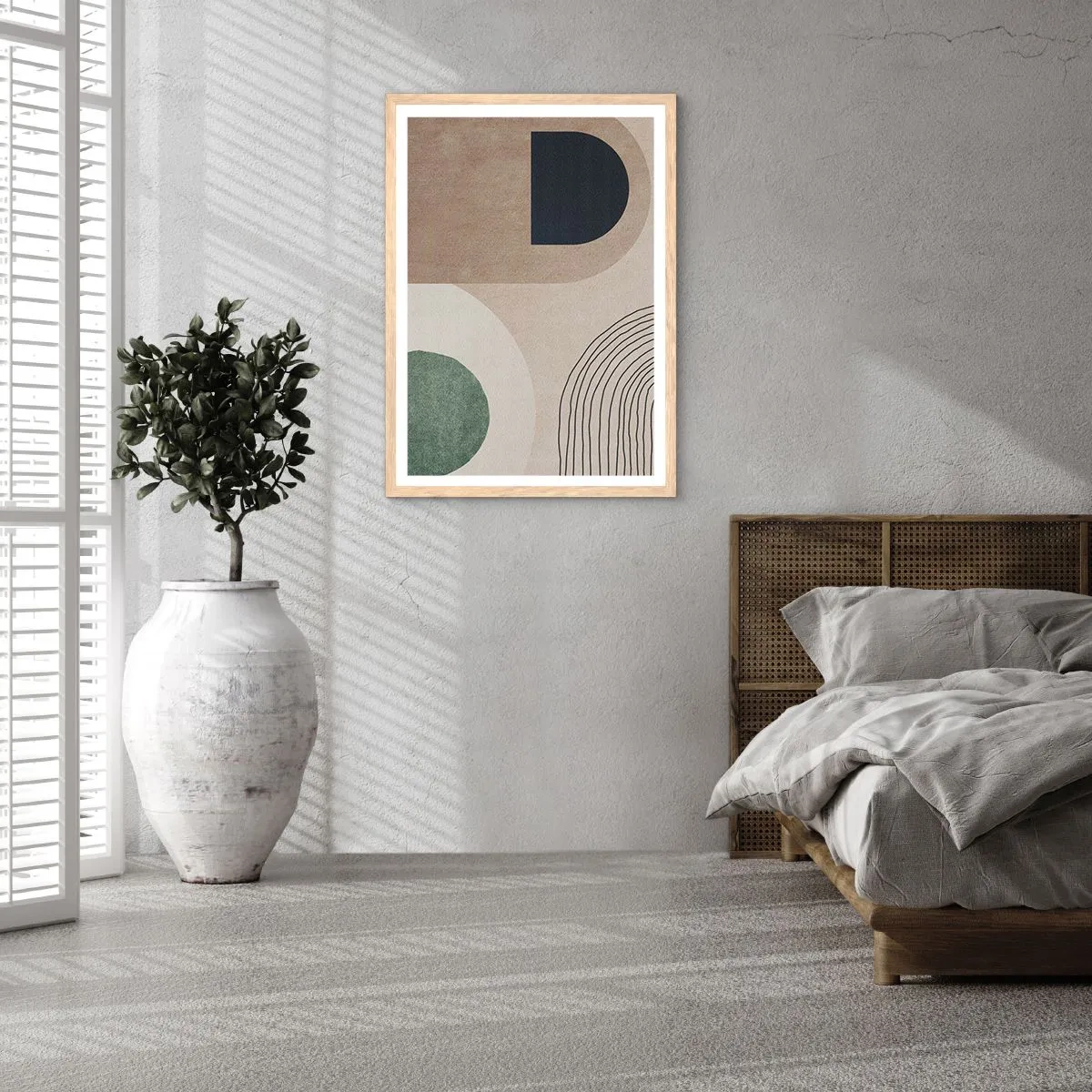 Póster en marco roble claro - La delicadeza de un óvalo - 50x70 cm