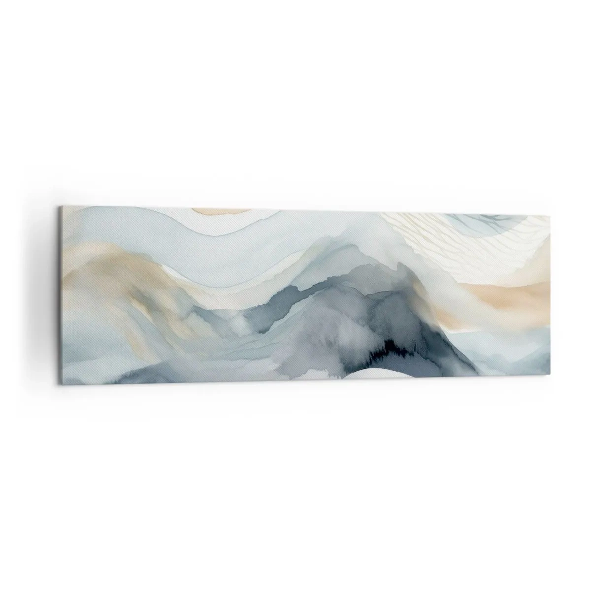 Cuadro sobre lienzo - Impresión de Imagen - Una delicada abstracción con motivo de montaña en tonos pastel. - 160x50cm - Abstracción de nieve y niebla - Decoración de pared moderna para salón y dormitorio ARTTOR